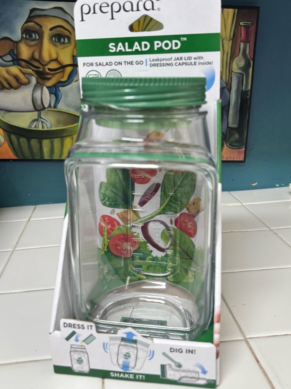 NWT Prepara Salad Pod Leakproof Jar - Green